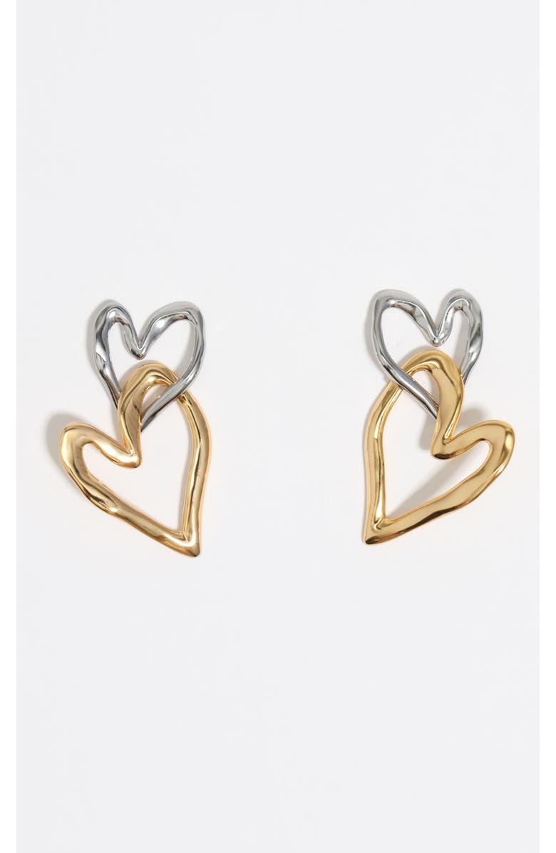 Bimba y Lola Textured Double Heart Earrings, Main, color, 