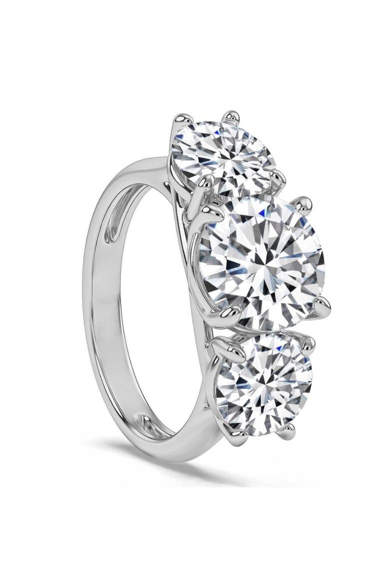 5 1/2Ct Three Stone Lab Grown Diamond Engagement Ring or Gold, Alternate, color, 10k White Gold