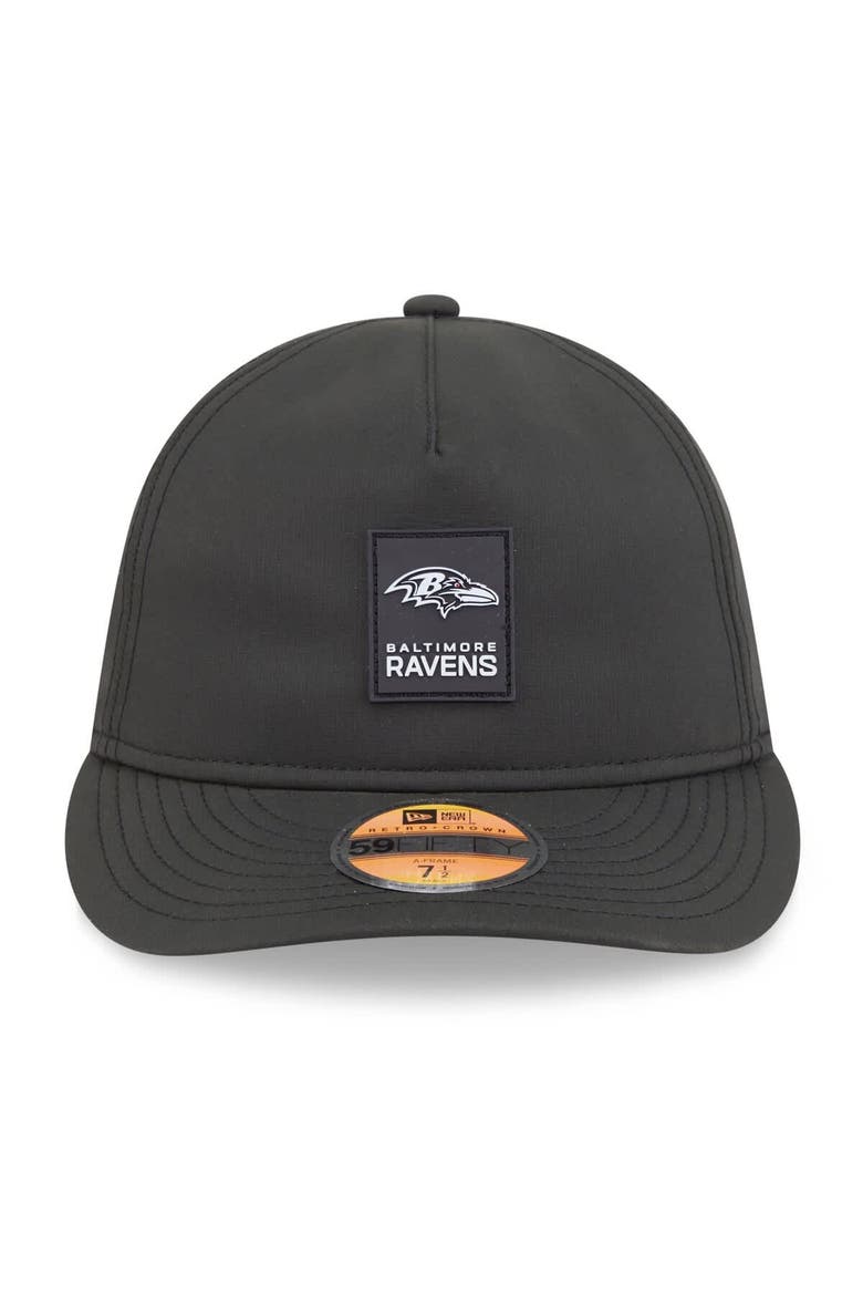 Men's New Era Black Baltimore Ravens 2025 Sideline  Retro Crown 59FIFTY Fitted Hat, Alternate, color, Black