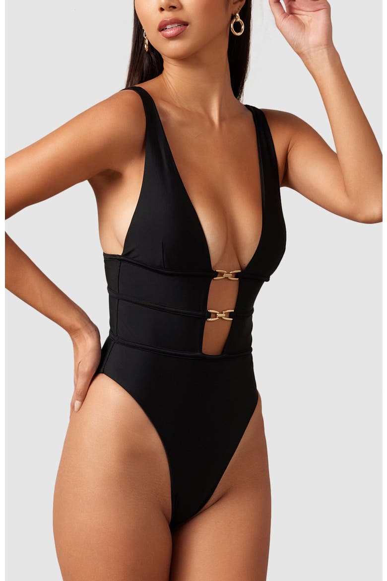 Zora One-Piece Swimsuit, Alternate, color, Black
