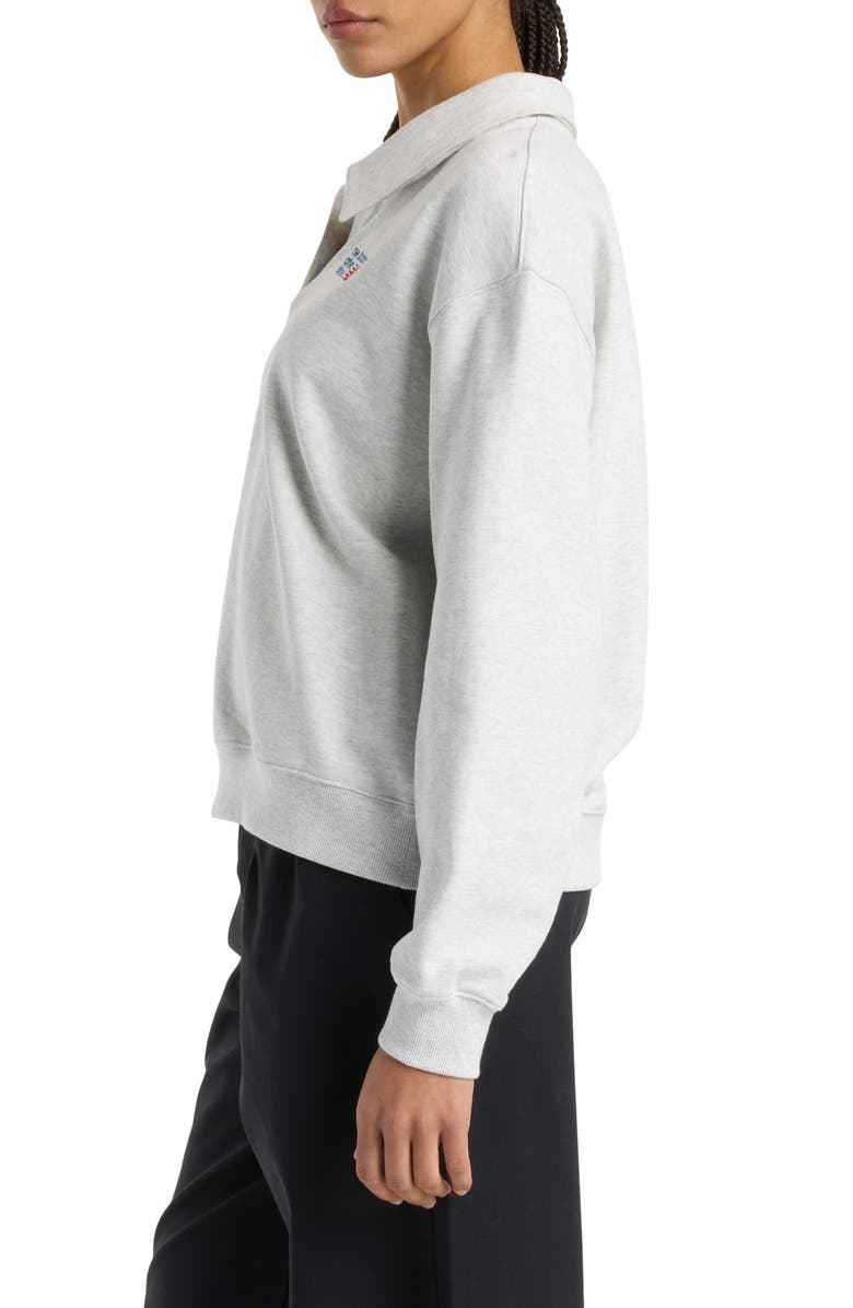 New Balance Oversize French Terry Polo Sweatshirt, Alternate, color, Ash Heather