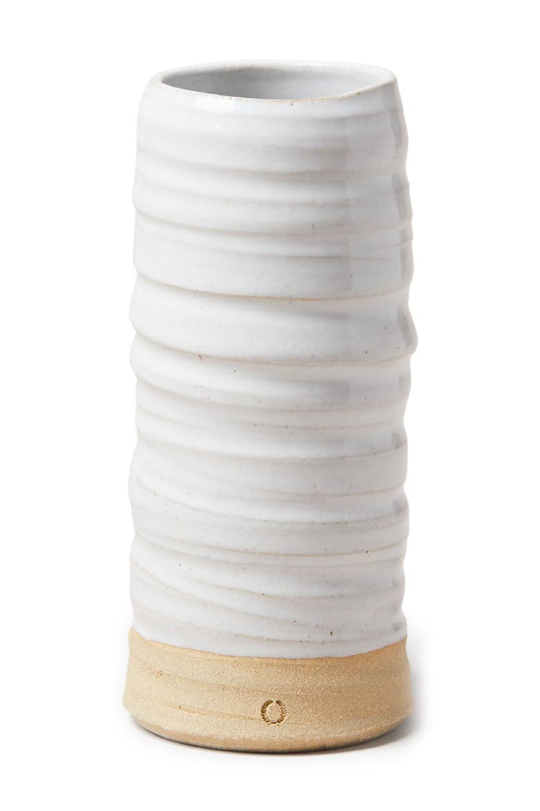 Small Glazed Stoneware Vase, Main, color, WHITE