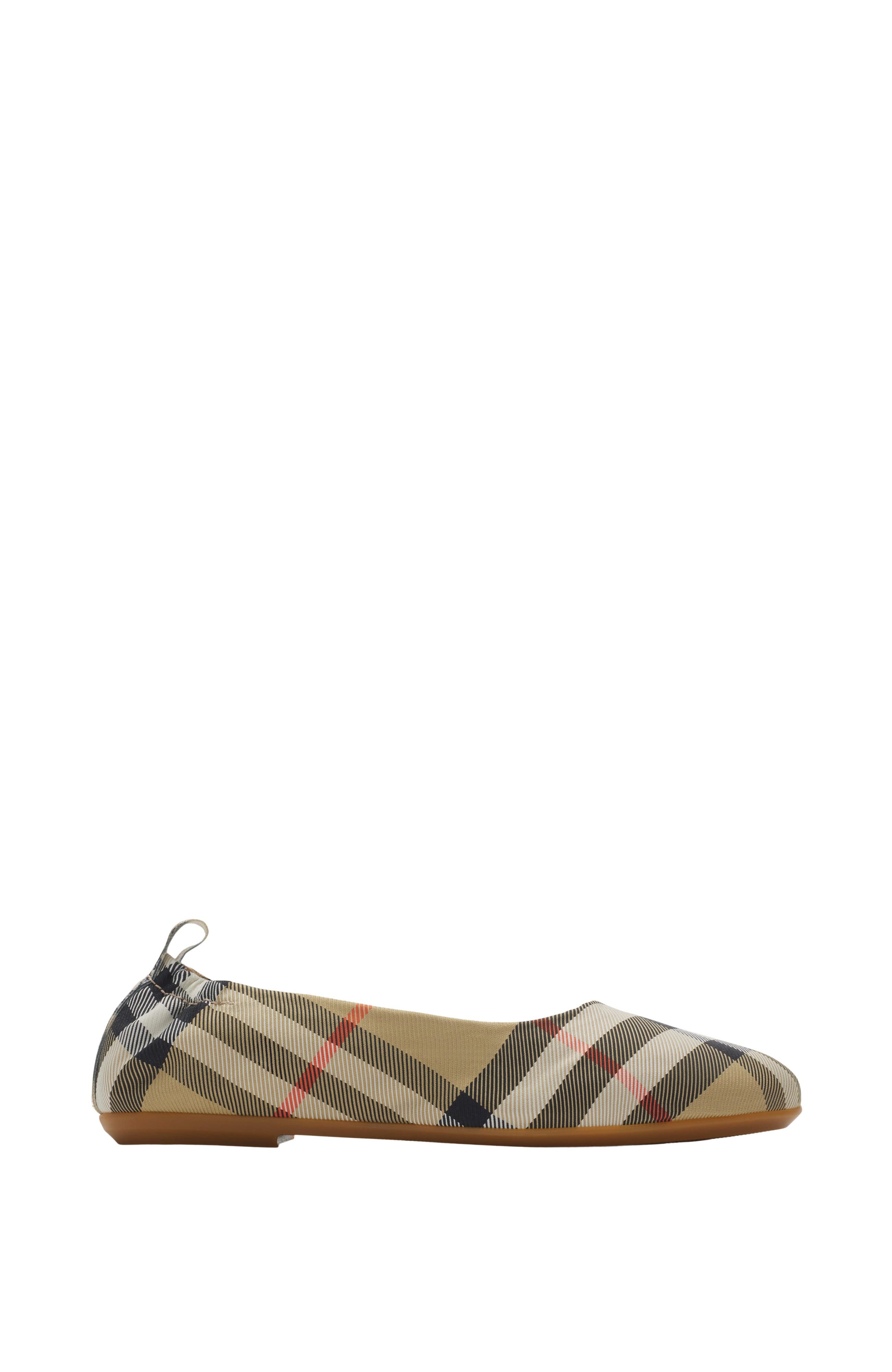 Burberry Check Ballerinas, Main, color, Sand Beige