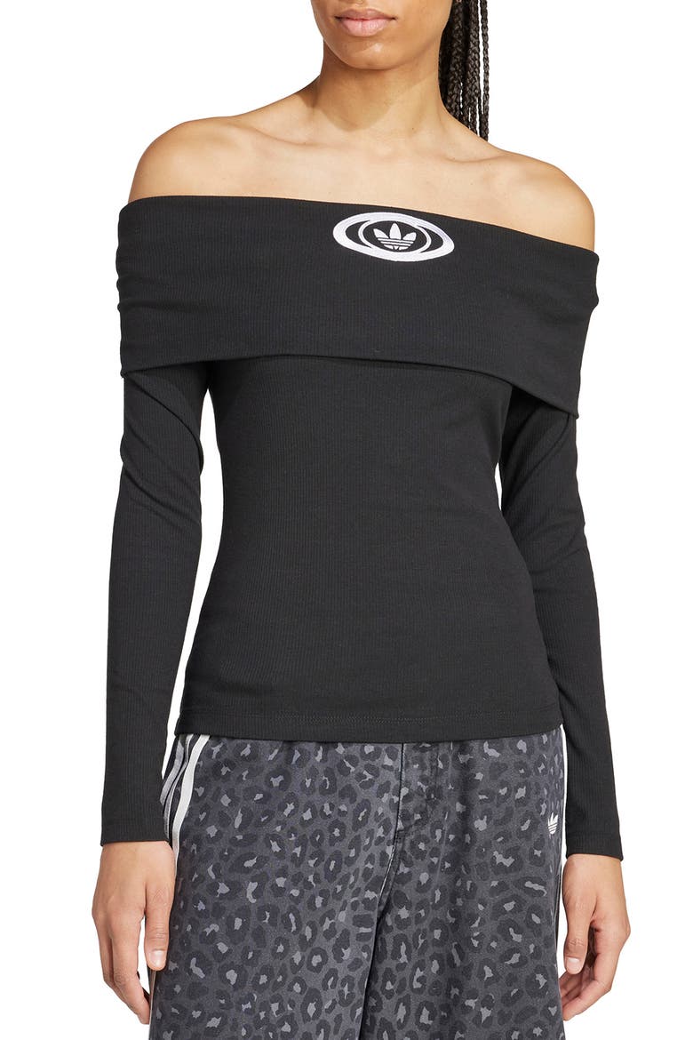 Campus 2000 Off the Shoulder Top, Main, color, BLACK