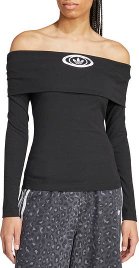 ☆Adidas☆Originals Campus 2000 Off Shoulder Tee Black T-shirts adidas Originals Campus 2000 Off Shoulder T-Shirt