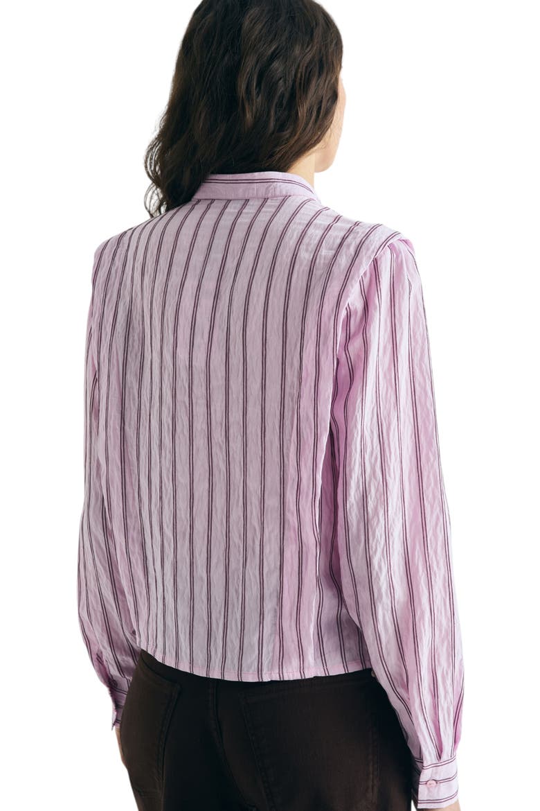 Shoulder Pad Effect Striped Shirt, Alternate, color, Pinkstripes