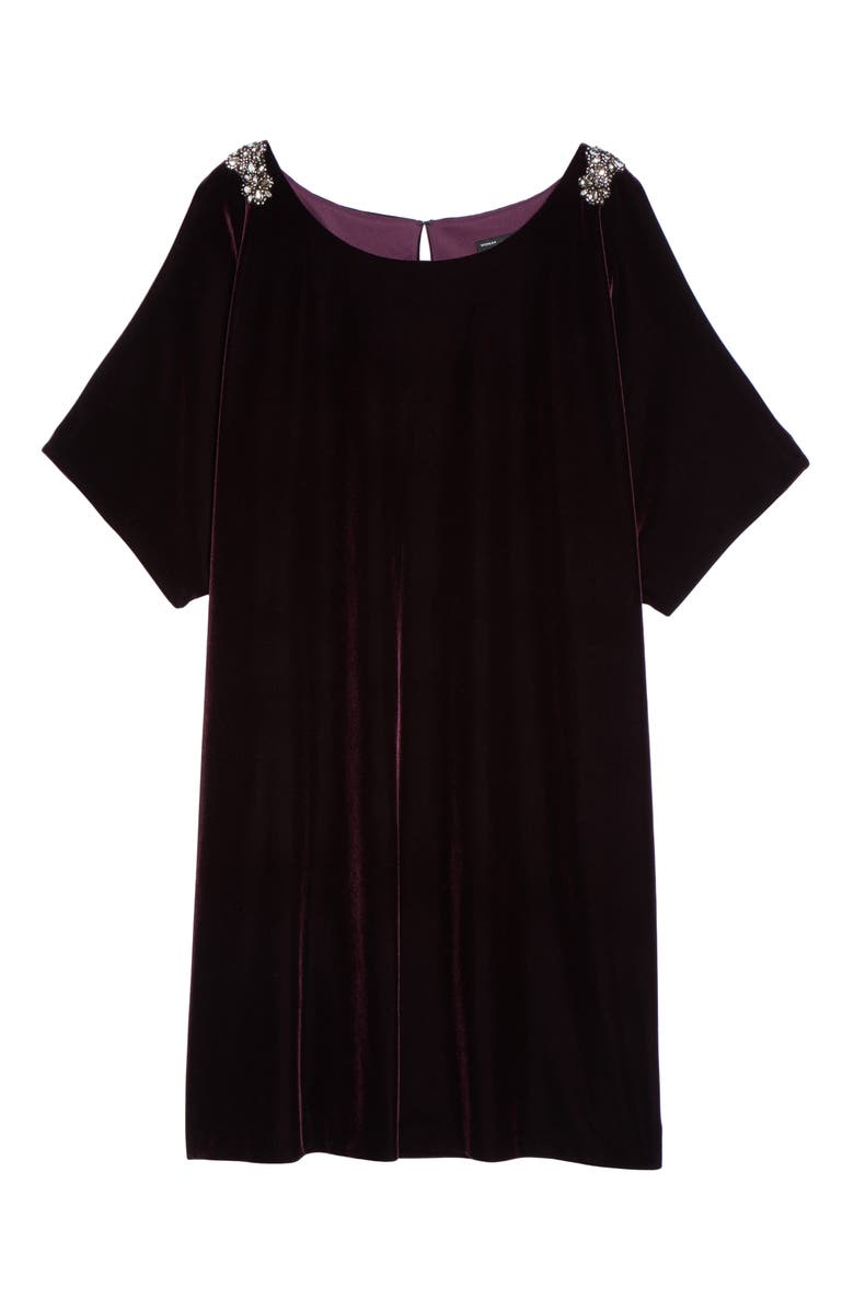 Alex Evenings Embellished Velvet Shift Dress, Alternate, color, 