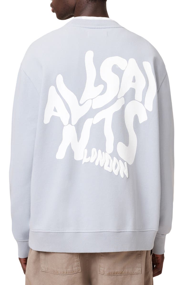 AllSaints Orlando Logo Graphic Sweatshirt, Alternate, color, Ashen Blue