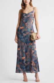 Open Edit Print Mesh Maxi Dress