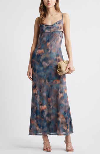 Open Edit Print Mesh Maxi Dress