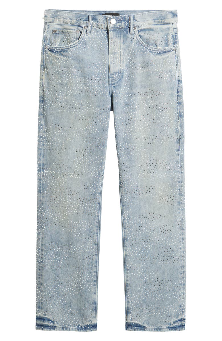 PURPLE BRAND Sandstone Camo Hotfix Embellished Straight Leg Jeans, Alternate, color, Light Indigo