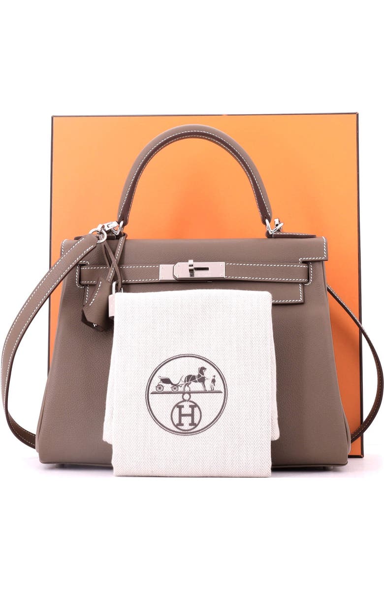 Pre-Owned Hermes Kelly Handbag Grey Evercolor with Palladium Hardware 28, Alternate, color, Etoupe