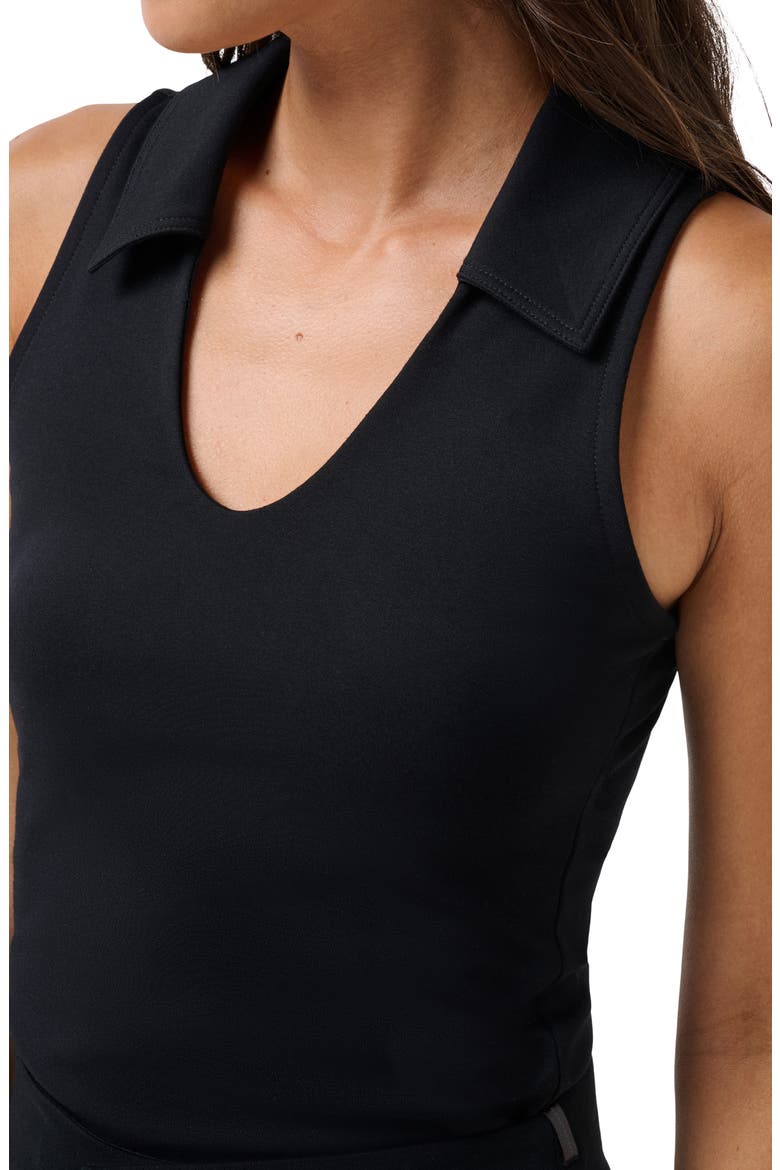 Friday Ponte Sleeveless Polo, Alternate, color, BLACK