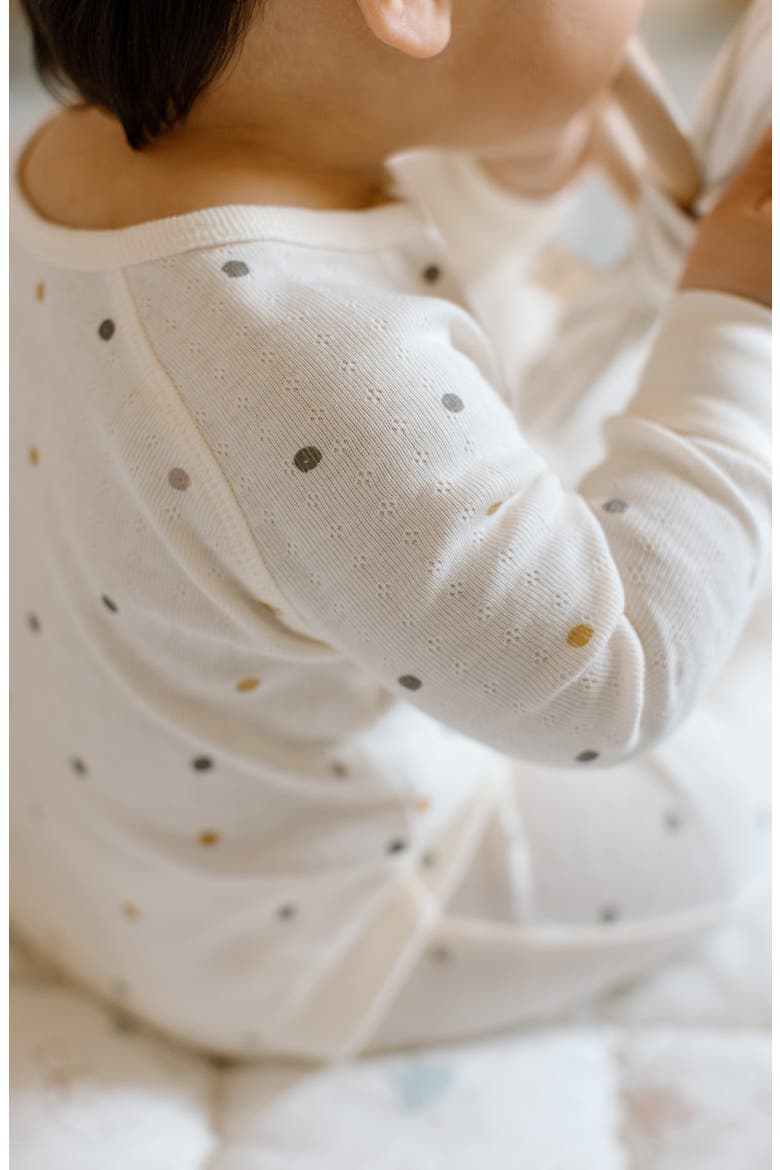 Polka Dotty Pointelle Fitted Organic Cotton One-Piece Footie Pajamas, Alternate, color, POLKA DOTTY
