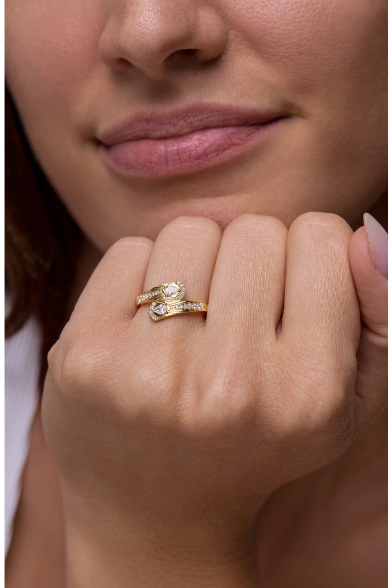 Cleo 18K Gold Diamond Crossover Ring, Alternate, color, 18K YELLOW GOLD