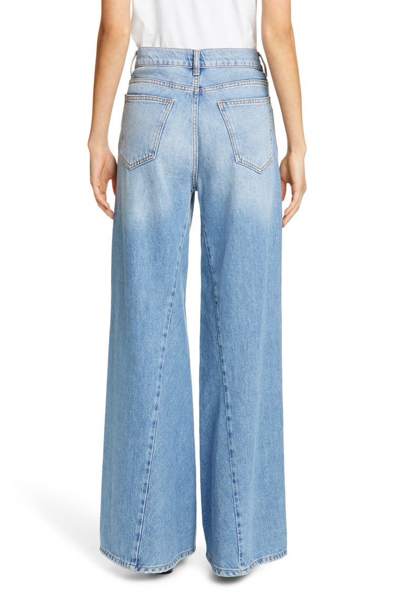 Wide Flare Leg Jeans, Alternate, color, BLEACHED DENIM