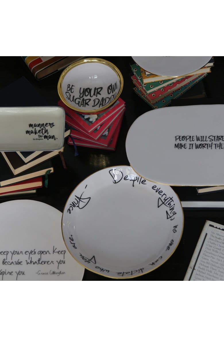 "Elegance Is A Matter Of Personality" Jean Paul Gaultier - Large Platter with Quote, Alternate, color, White