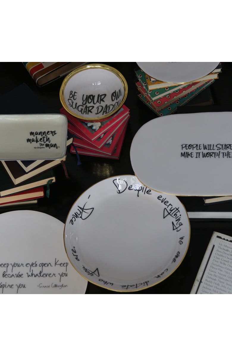 Lunares "Elegance Is A Matter Of Personality" Jean Paul Gaultier - Large Platter with Quote, Alternate, color, White