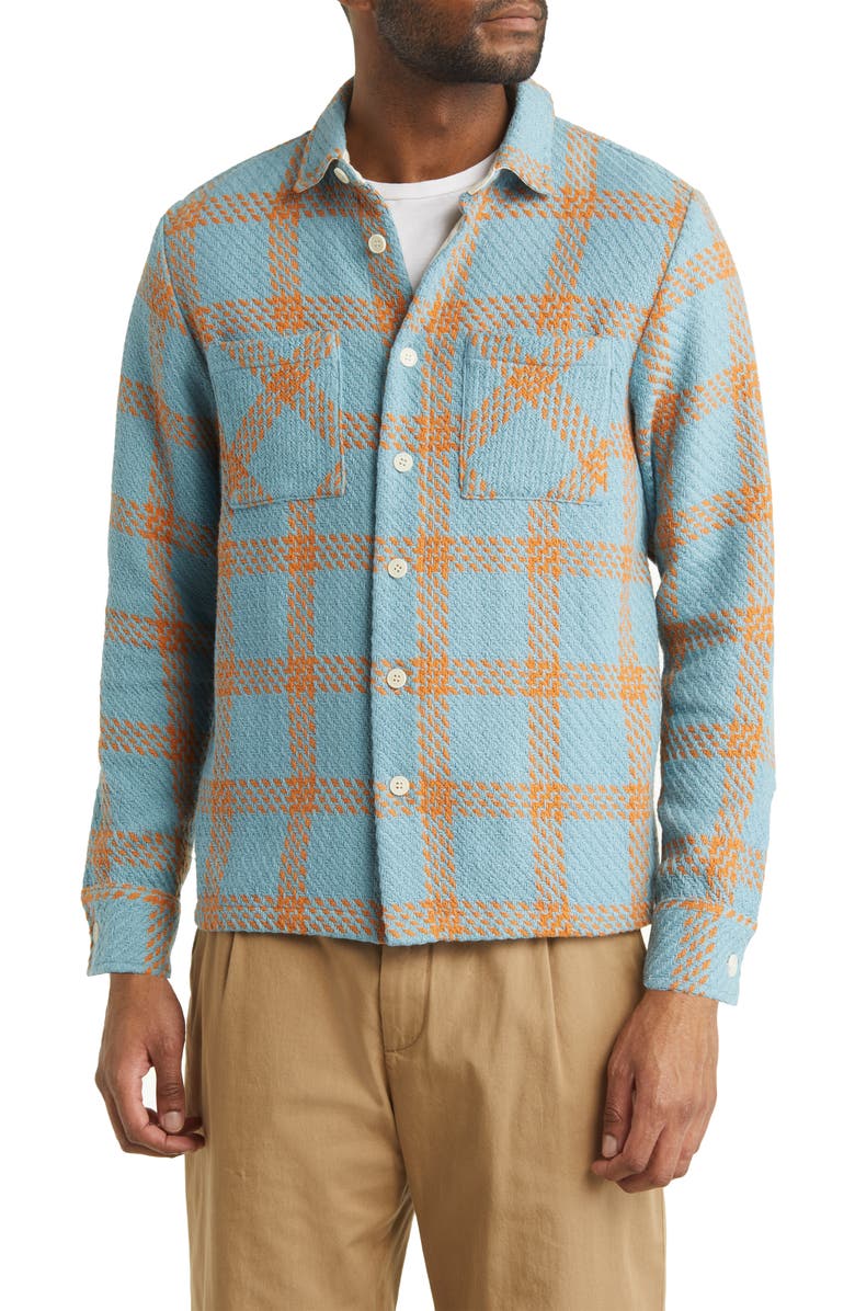 Wax London Whiting Windowpane Plaid Button-Up Overshirt, Alternate, color, 