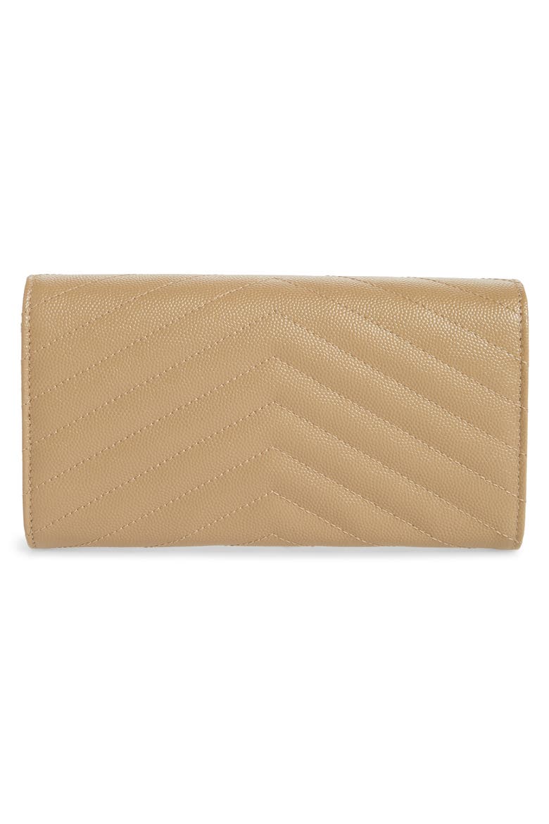 Monogramme Logo Leather Flap Wallet, Alternate, color, LATTE