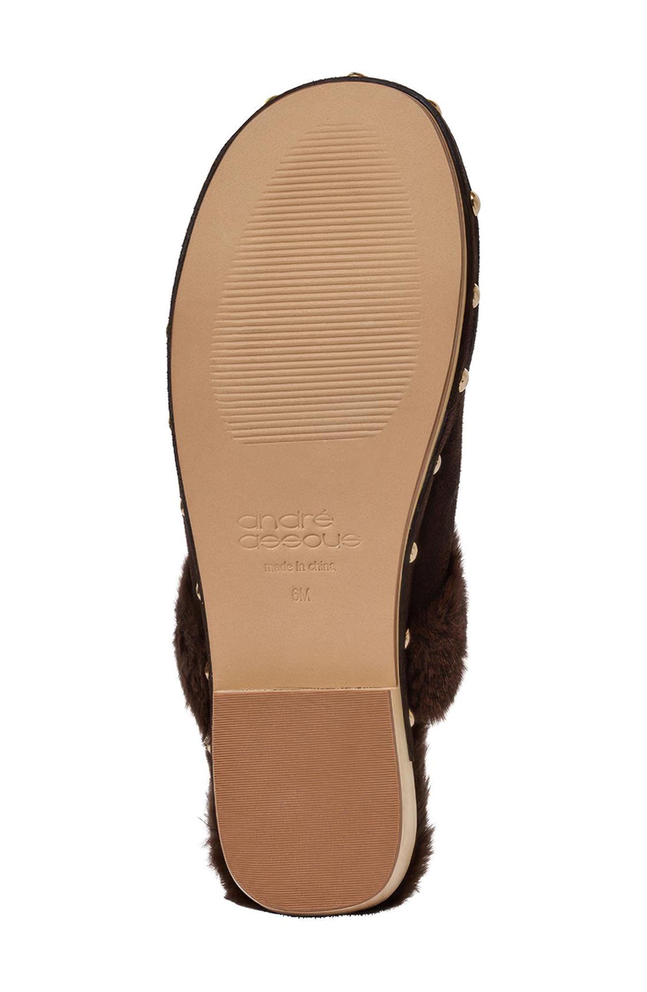 Jocelyn Leather Clog, Alternate, color, DARK BROWN/ FAUX FUR