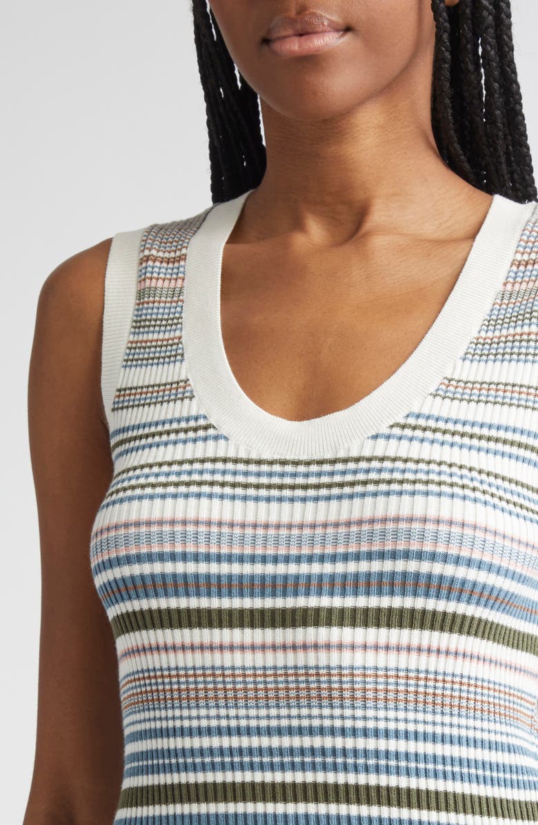 Veronica Beard Ezinna Rib Tank, Alternate, color, Dove Multi