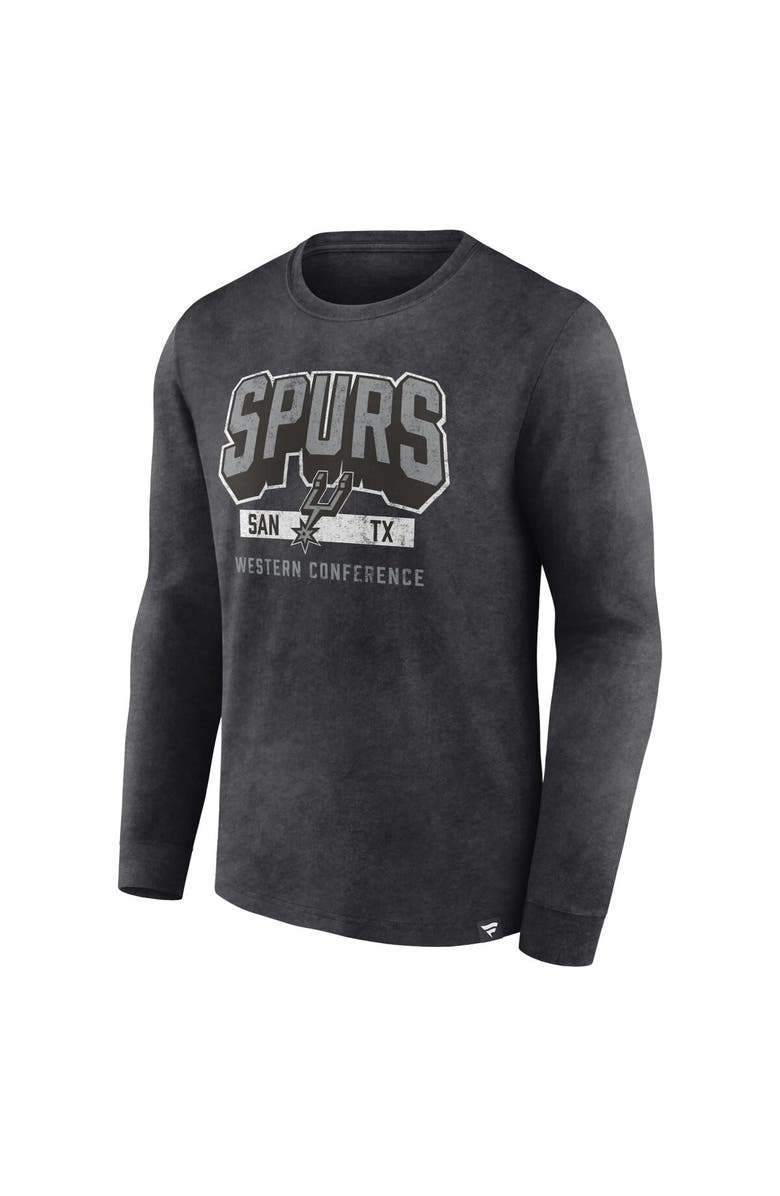 FANATICS Men's Fanatics Branded Heather Charcoal San Antonio Spurs Front Court Press Snow Wash Long Sleeve T-Shirt, Alternate, color, Heather Charcoal