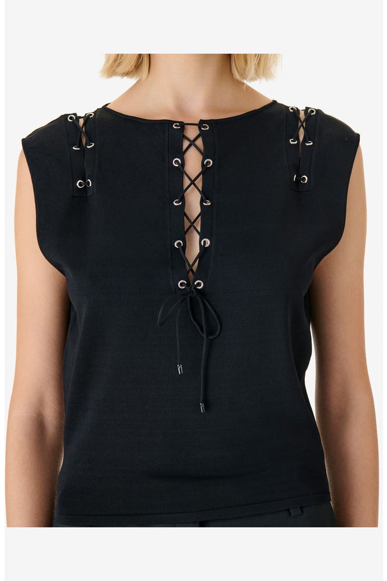 Felicine Lace-Up Tank, Alternate, color, Black