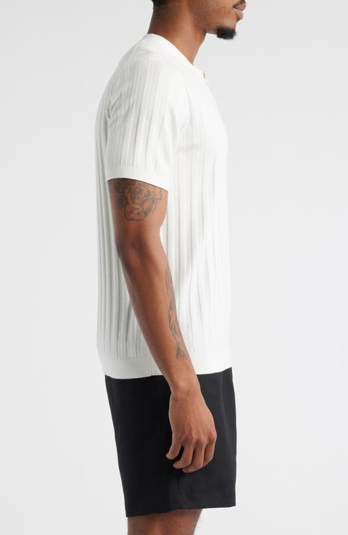 Open Edit Short Sleeve Henley Sweater In White
