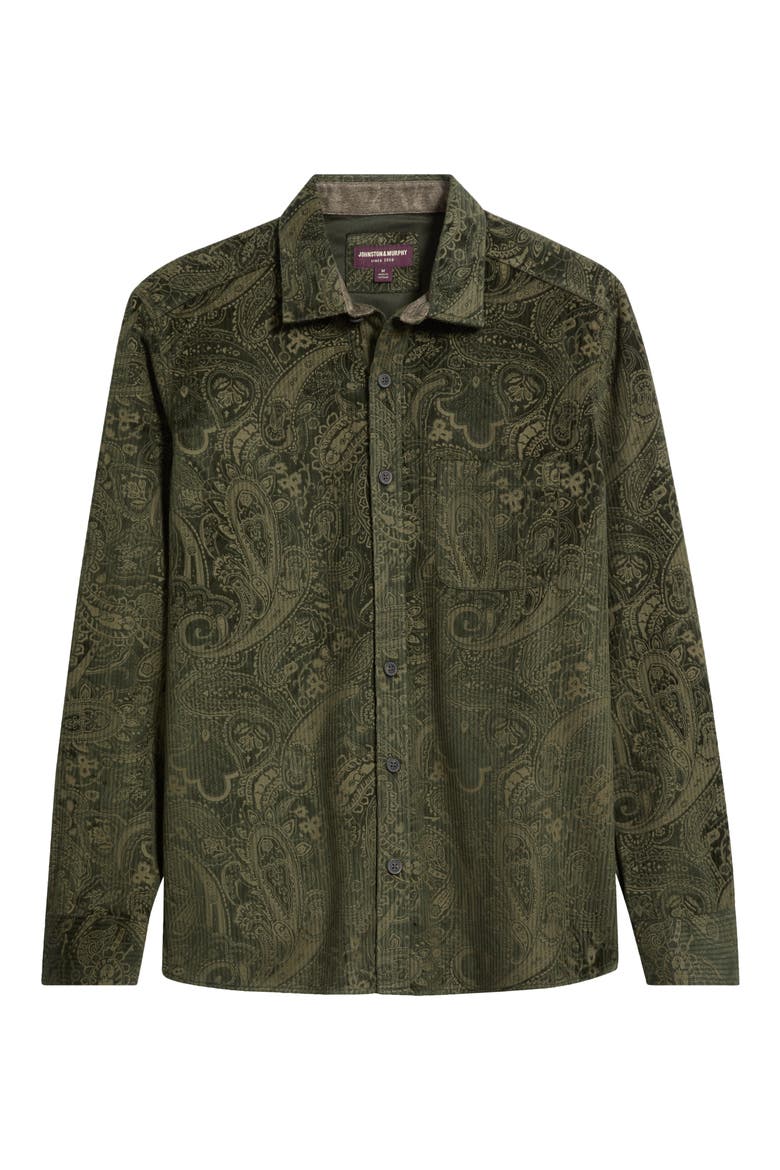 Cutler Paisley Stretch Cotton Corduroy Button-Up Shirt, Alternate, color, OLIVE PAISLEY