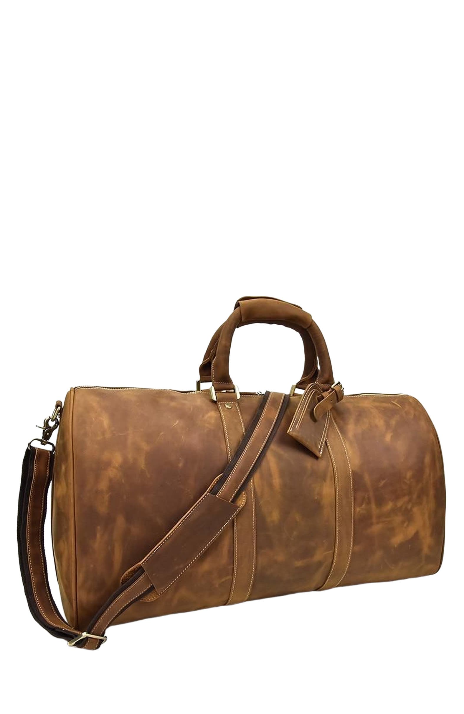 STEEL HORSE LEATHER The Bjarke Weekender | Handcrafted Leather Duffle Bag, Alternate, color, Brown