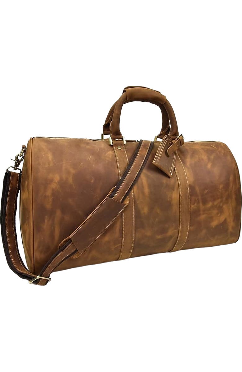 STEEL HORSE LEATHER The Bjarke Weekender | Handcrafted Leather Duffle Bag, Alternate, color, Brown