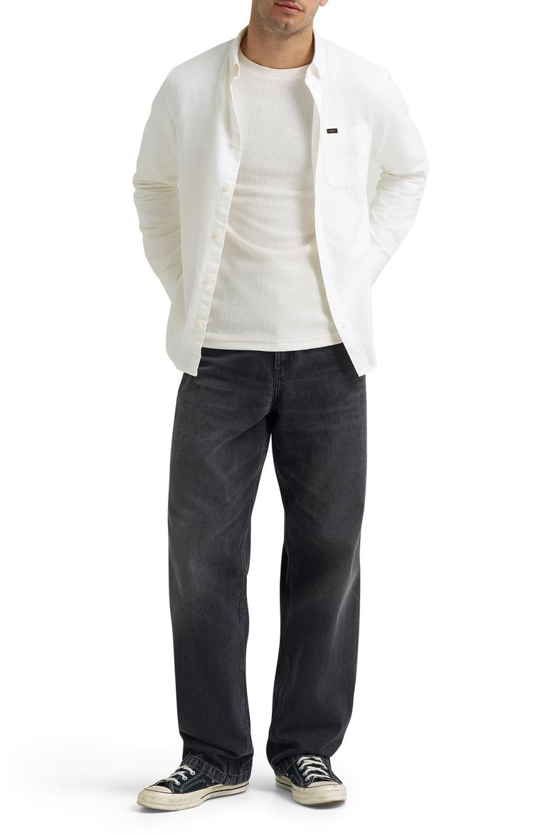 Cotton Long Sleeve Button Down Shirt, Alternate, color, BRIGHT WHITE
