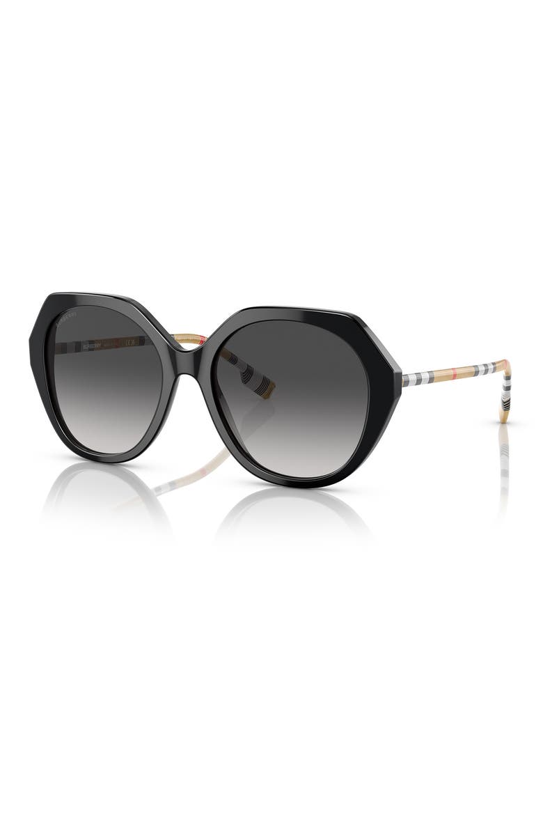 57mm Irregular Sunglasses, Alternate, color, BLACK / GREY GRADIENT