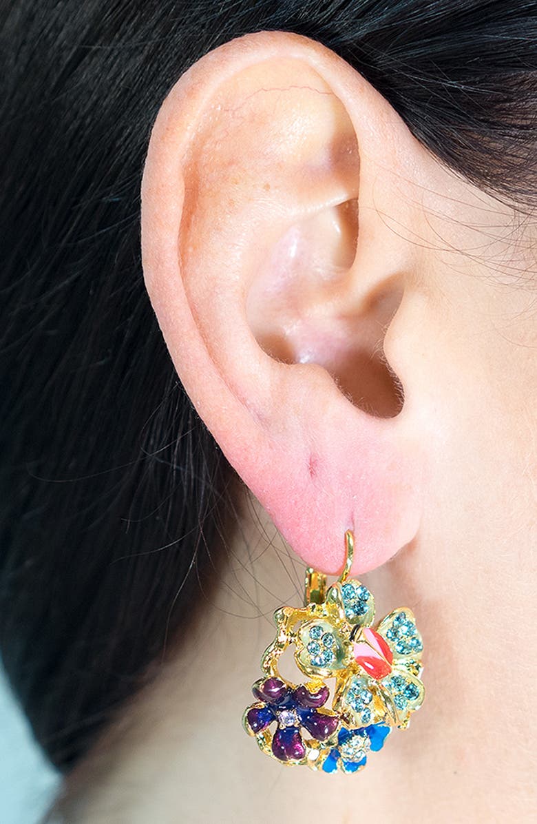 Kenneth Jay Lane Flower Cluster Lever-Back Earrings, Alternate, color, Polished Gold