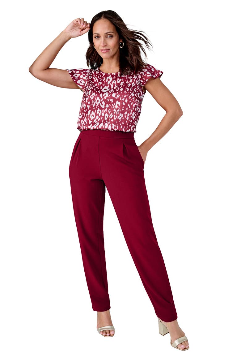 Stretch Knit Crepe Straight Leg Pants, Main, color, RICH BURGUNDY