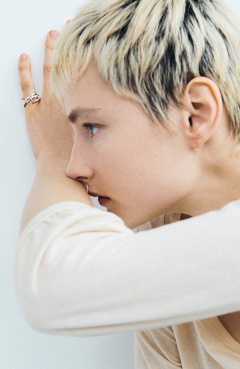 COMPLETEDWORKS Coil Cubic Zirconia Ring, Alternate, color, Silver Plated