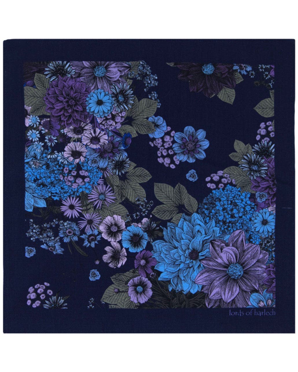 Lords Of Harlech Hudson Merino Wool Handkerchief Pocket Square In Blue