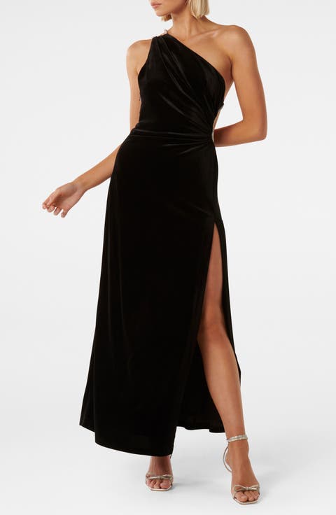 Costanza Diamante Strap Velvet Gown