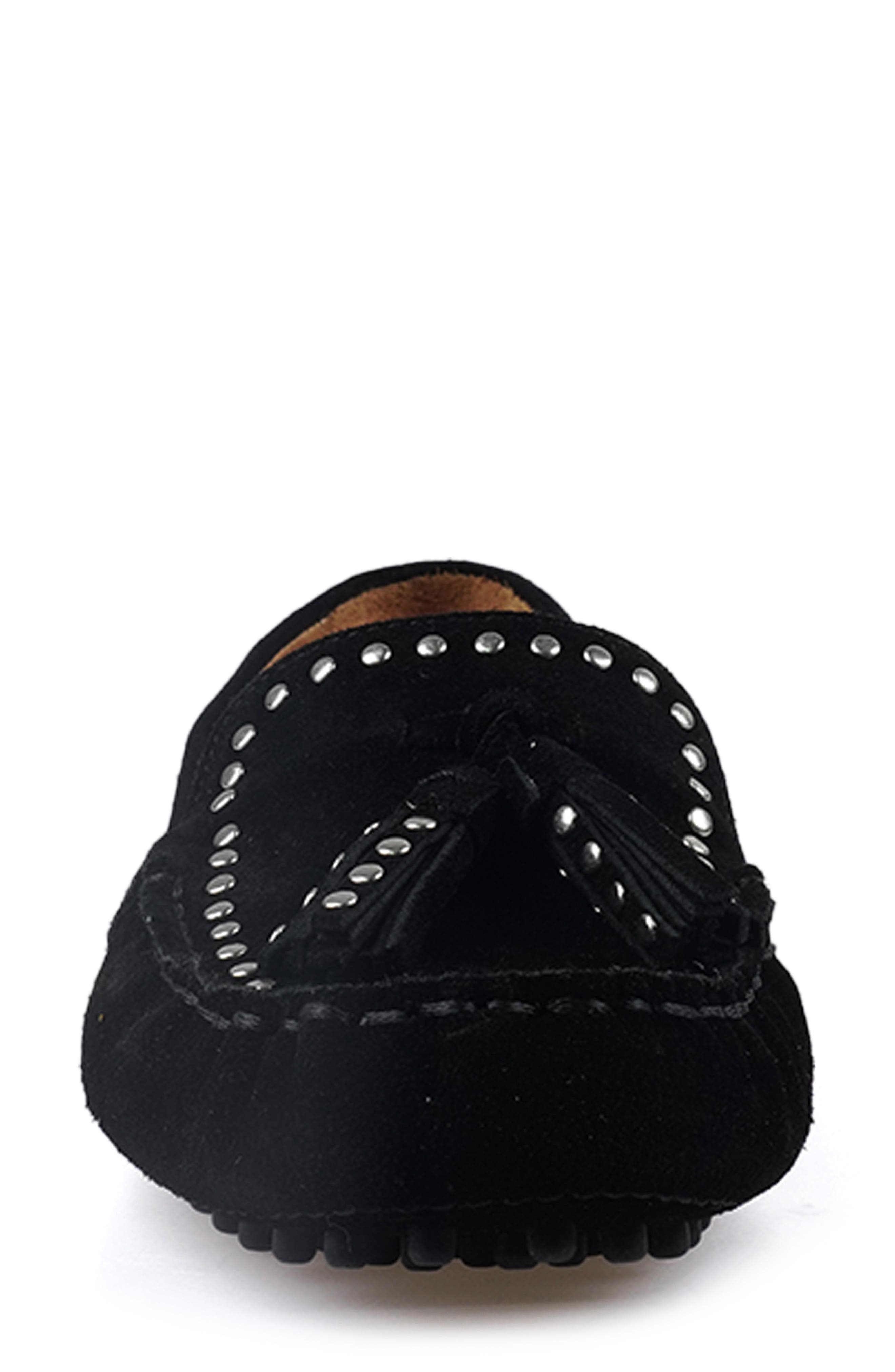 National Comfort Serinna Studded Tassel Driving Loafer, Alternate, color, Black Suede