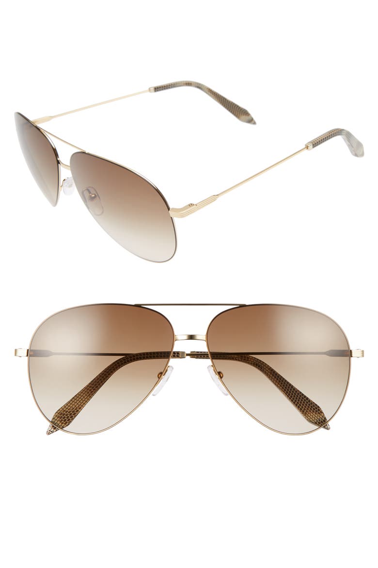 Classic Victoria Feather 62mm Aviator Sunglasses, Main, color, GOLD/ BROWN