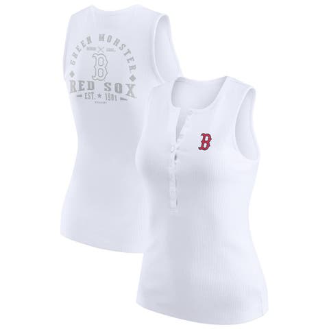 Women's WEAR by Erin Andrews White Boston Red Sox Rib-Knit Henley Tank Top