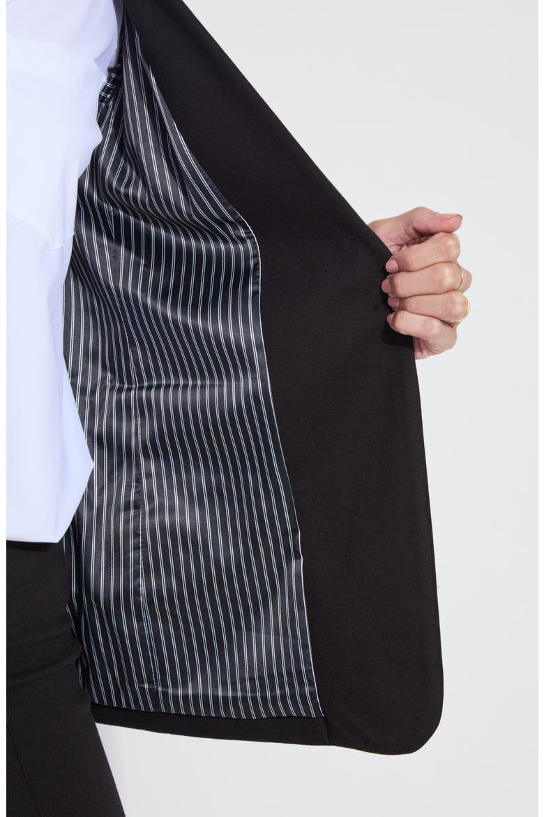 'Lyssentials One-Button Ponte Blazer, Alternate, color, BLACK