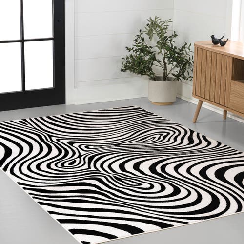 Jonathan Y Maribo High-low Abstract Groovy Striped Indoor/outdoor Area Rug In Black