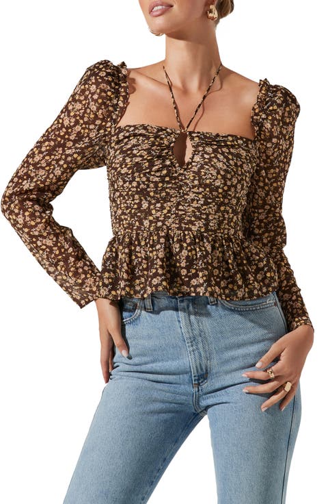 Toni Tie Neck Peplum Top