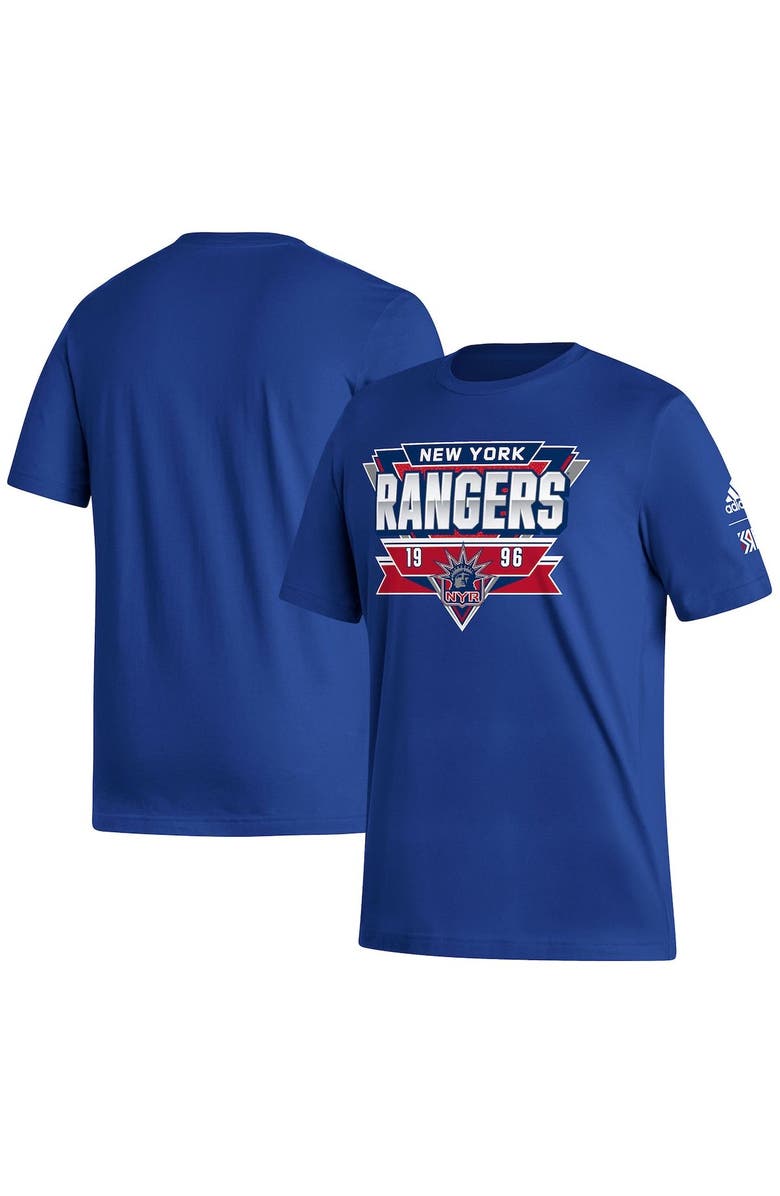 adidas Men's adidas Royal New York Rangers Reverse Retro 2.0 Fresh Playmaker T-Shirt, Main, color, 