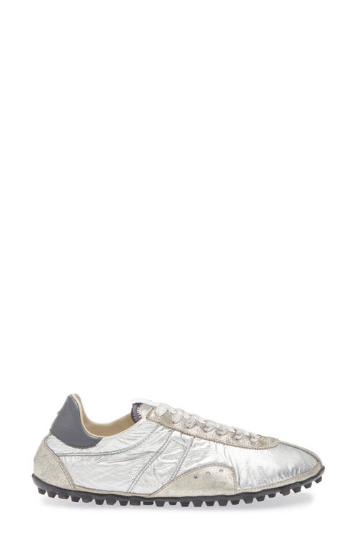 Maison Margiela Sprinters Nylon And Leather Low-top Sneakers In Silver