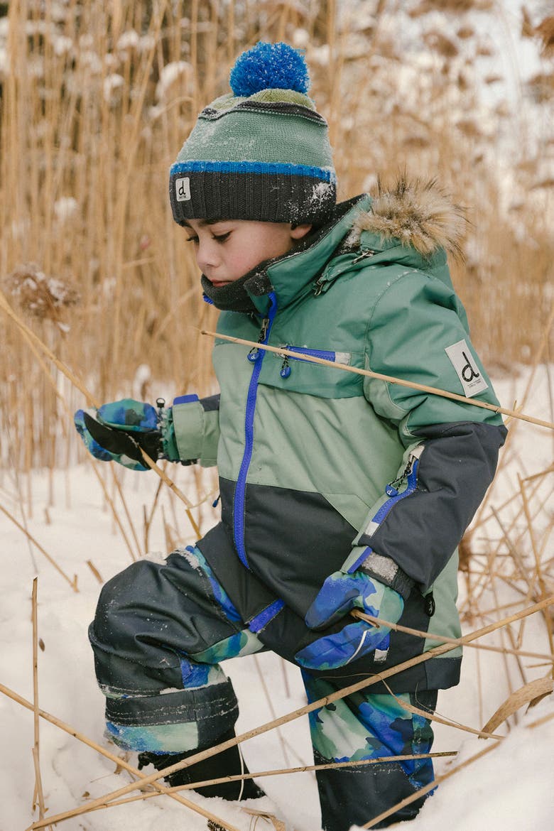 Play Faux Fur Hood Jacket & Camouflage Pants Two Piece Snowsuit, Alternate, color, Blue Camouflage