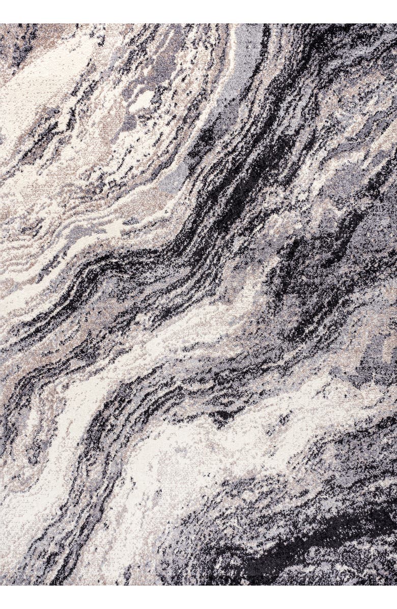 JONATHAN Y Kassia Contemporary Glam Abstract Marble Area Rug, Main, color, Charcoal/Cream