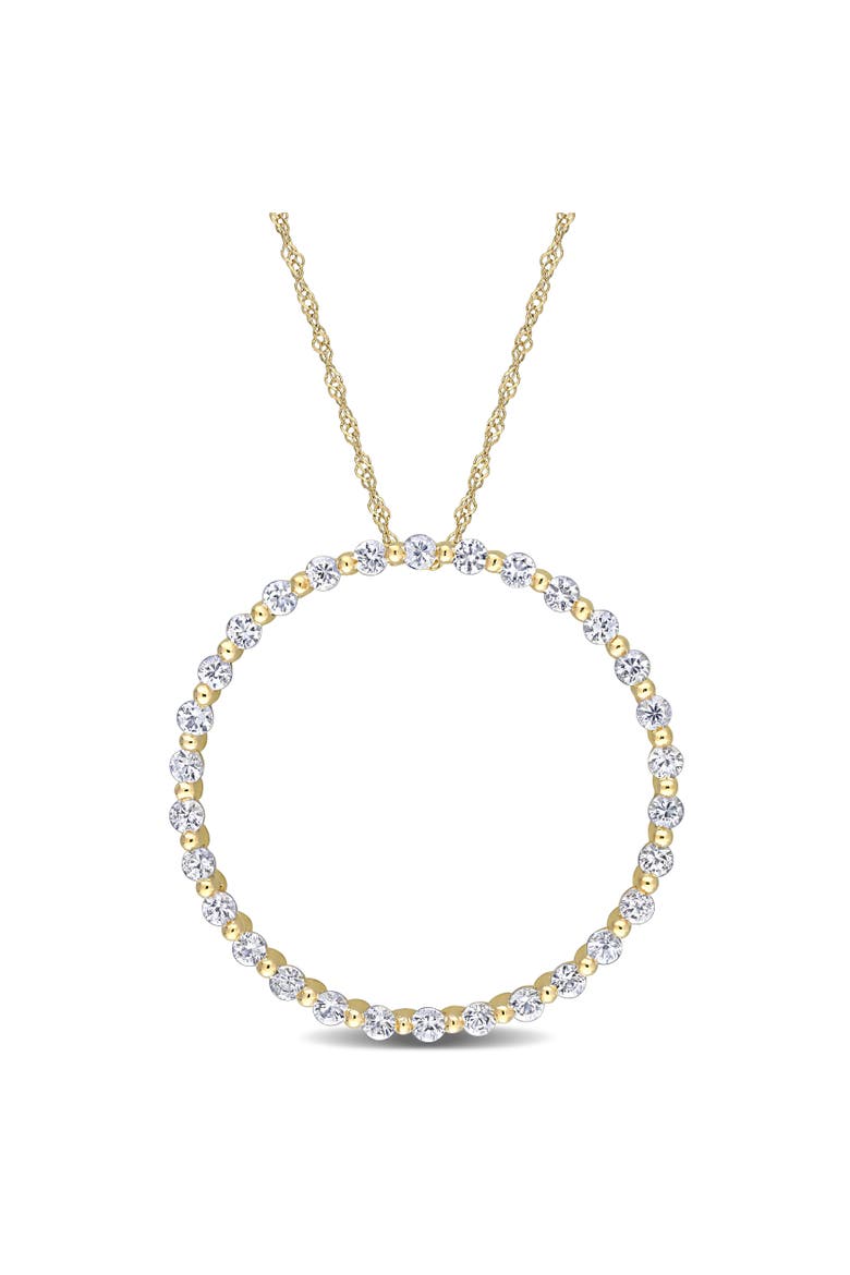 White Sapphire Circle of Life Necklace 10K, Main, color, 10k Yellow Gold